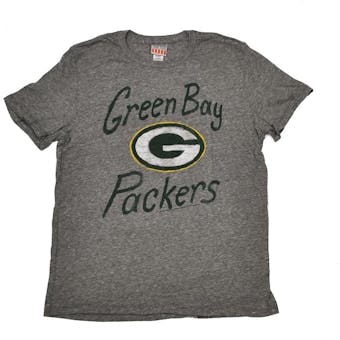 Green Bay Packers Junk Food Heather Gray Name & Logo Tee Packers (Adult L)