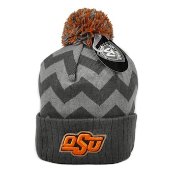 Oklahoma State Cowboys Top Of The World Gray Chevron Cuffed Pom Knit Hat (Adult One Size)