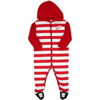 Detroit Red Wings Old Time Hockey Tic Tac Red & White Infant Sleeper Hoodie (Infant 12M)