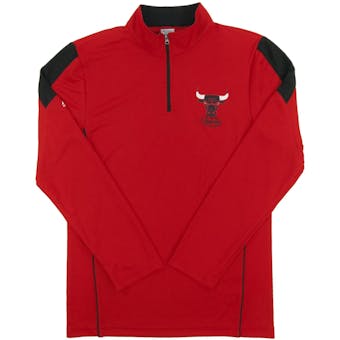 Chicago Bulls Majestic Red Status Inquiry Performance 1/4 Zip Long Sleeve (Adult M)