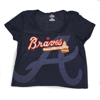 Atlanta Braves Majestic Navy Team Fanatic Tee Shirt (Womens XXL)
