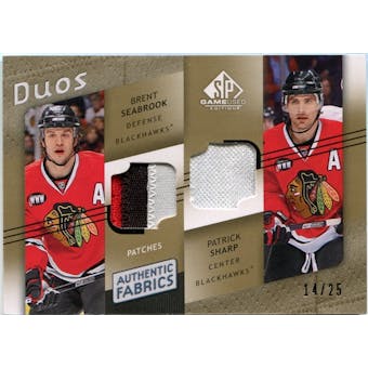2008/09 Upper Deck SP Game Used Authentic Fabrics Duos Patches #AF2PS Patrick Sharp Brent Seabrook 14/25