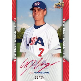 2009/10 USA Baseball Autographs Red #USA89 A.J. Vanegas 20/25