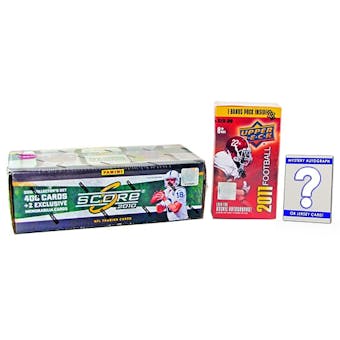 Football Card Collector Package #1 With Mystery Memorabilia or Autograph Card
