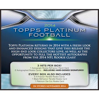 2014 Topps Platinum Football Hobby Case 12-Box Case - DACW Live 30 Spot Random Team Break #2