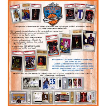 2015 Leaf Greatest Hits Basketball Hobby 2-Box Case -DACW Live 8 Spot Snake Draft #1