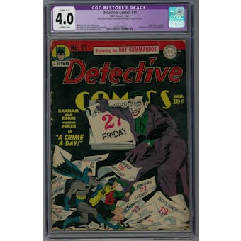 Detective Comics #71 CGC 4.0 (OW) Slight (C-1) Restoration *2016539003*