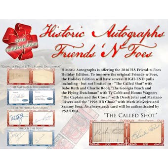 2016 Historic Autographs Friends and Foes Holiday Edition Baseball Hobby 13-Box Case
