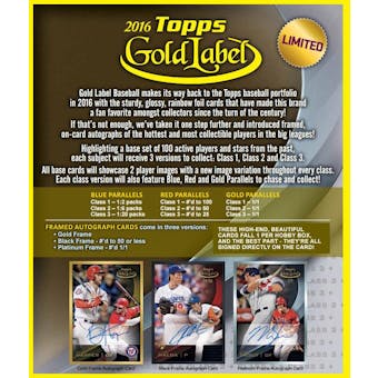 2016 Topps Gold Label Baseball Hobby 16-Box Case DACW Live 26 Team Random Group Break #1