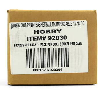 2017/18 Panini Impeccable Basketball Hobby 3-Box Case