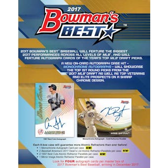 2017 Bowman's Best Baseball Hobby 8-Box Case - DACW Live 26 Spot Random Team Break #1