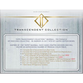 2017 Topps Transcendent Collection Baseball Hobby Case (without VIP Experience Invitation)