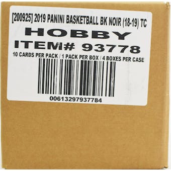 2018/19 Panini Noir Basketball Hobby 4-Box Case