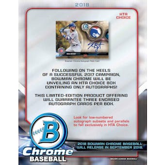 2018 Bowman Chrome Baseball HTA Choice 12-Box Case- DACW Live 36 Spot Random Hit Break #1