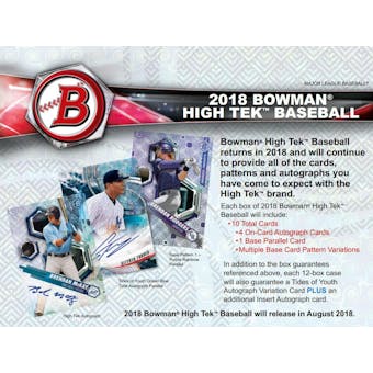 2018 Bowman High Tek Baseball 6-Box- 2018 Holiday 26 Spot Pick Your Team Break #1