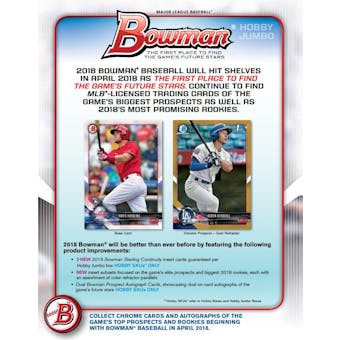 2018 Bowman Baseball Hobby Jumbo 8-Box Case - DACW Live 30 Spot Random Team Break #1