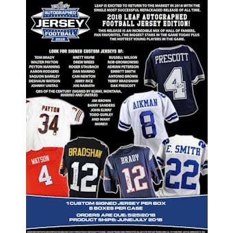 2018 Leaf Autographed Jersey Edition Football Hobby 8-Box Case