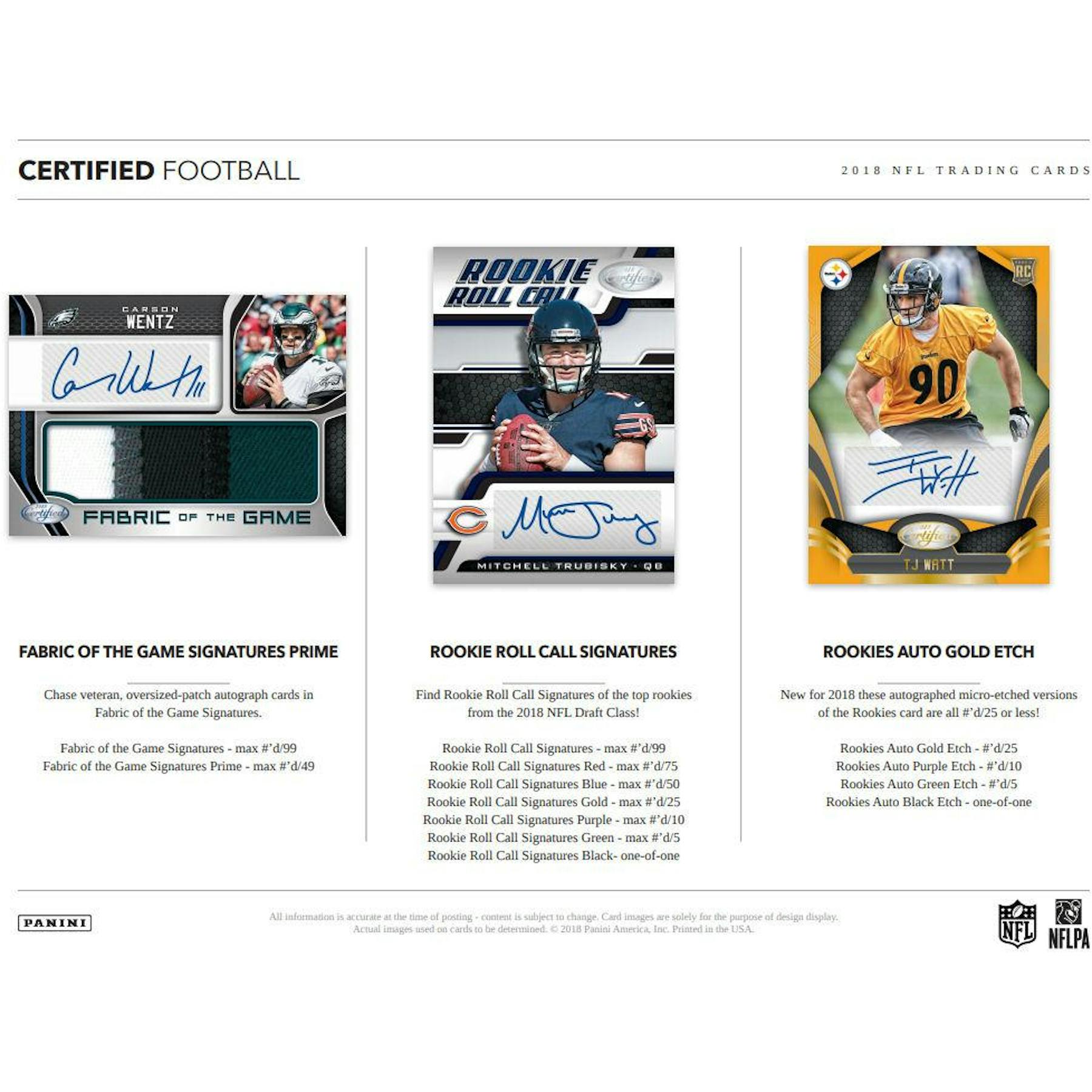 2018 Panini Certified Football Hobby Box Da Card World