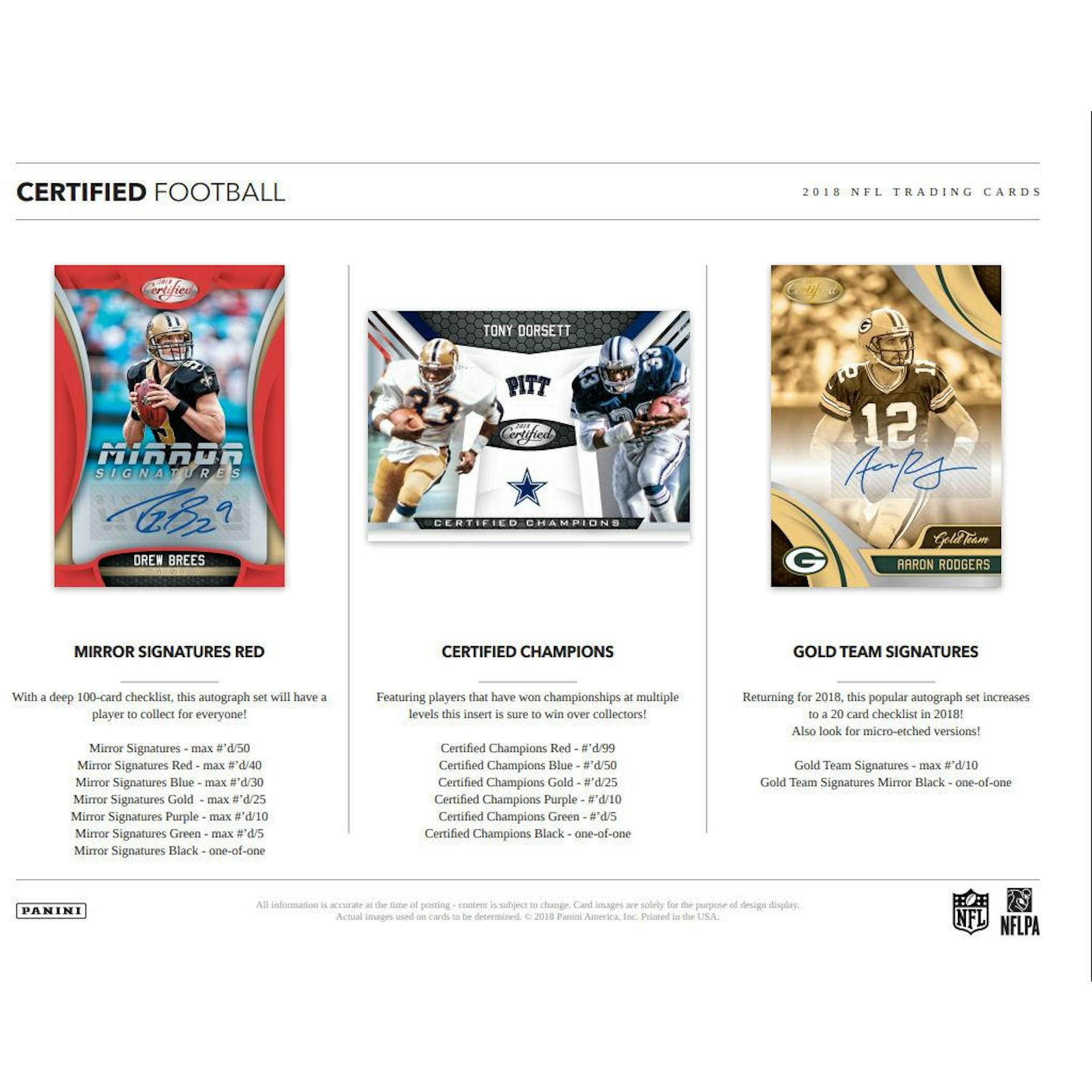 2018 Panini Certified Football Hobby Box Da Card World
