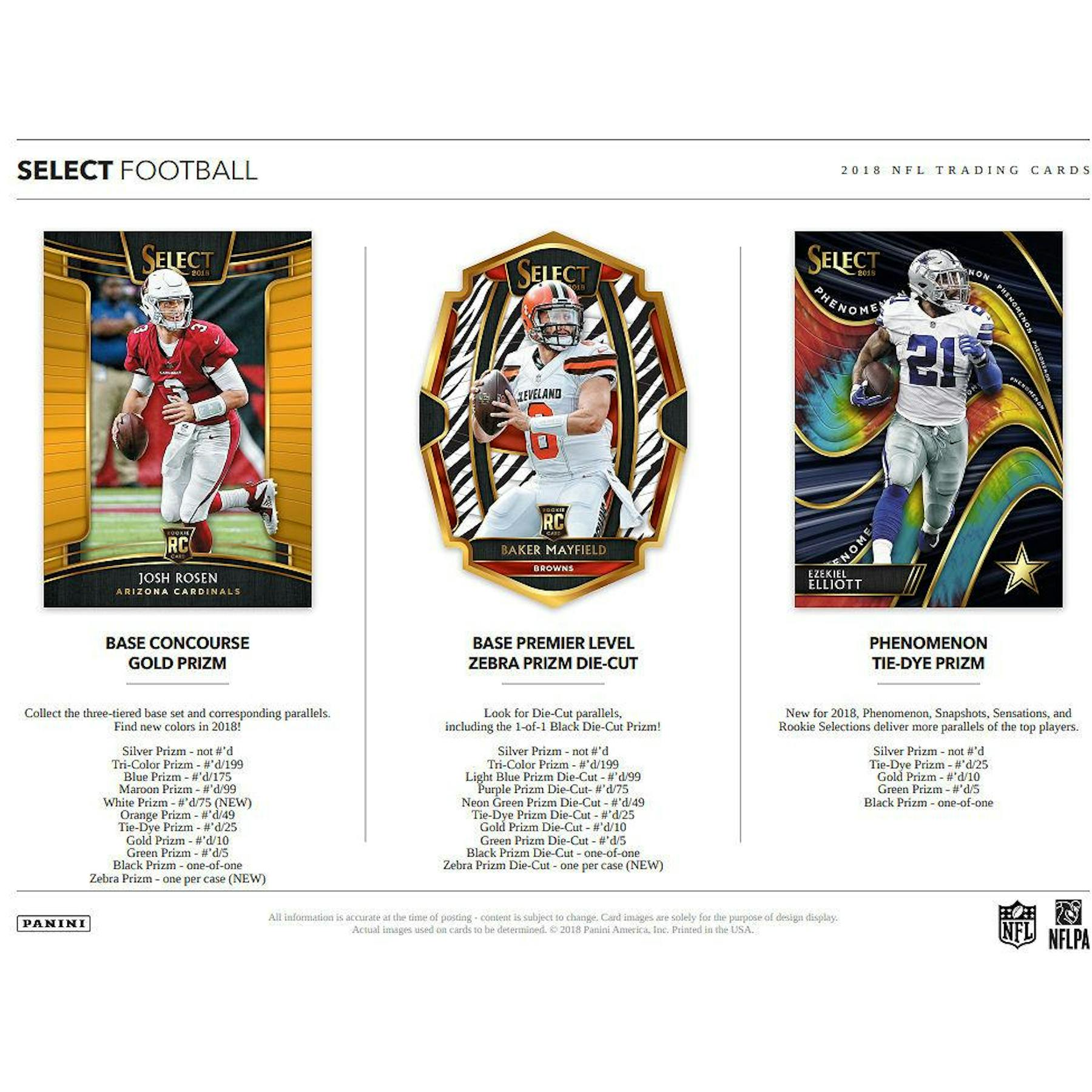 2018 Panini Select 1st Off The Line Football Hobby Box Da Card World