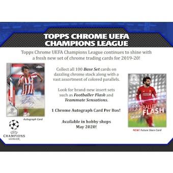 2019/20 Topps Chrome UEFA Champions League Soccer Hobby 2-Box Lot - SHIPS EARLY DECEMBER