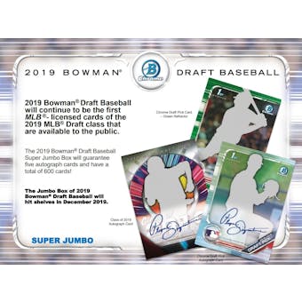 2019 Bowman Draft Baseball Super Jumbo 3 Box- DACW Live 29 Spot Random Team Break #3