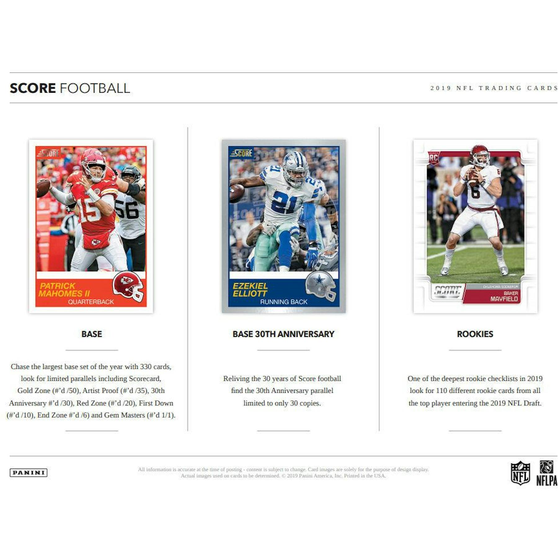 2019 Panini Score Football Hobby Box Da Card World