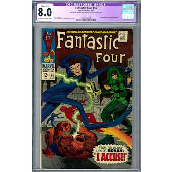 Fantastic Four #65 CGC 8.0 (OW-W) Restored C-1 *2019714014*