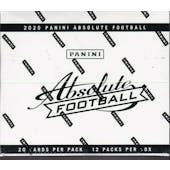 2020 Panini Absolute Football Jumbo Value 12-Pack 20-Box Case