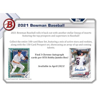 2021 Bowman Baseball Hobby Jumbo 3-Box- DACW Live 6 Spot Random Division Break #1
