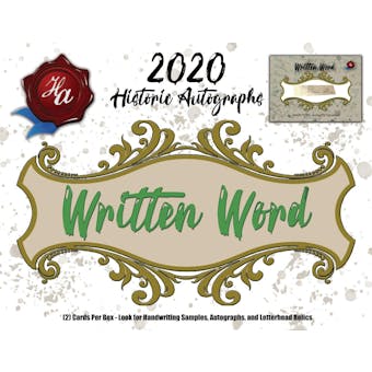 2020 Historic Autographs Written Word Baseball Hobby Box