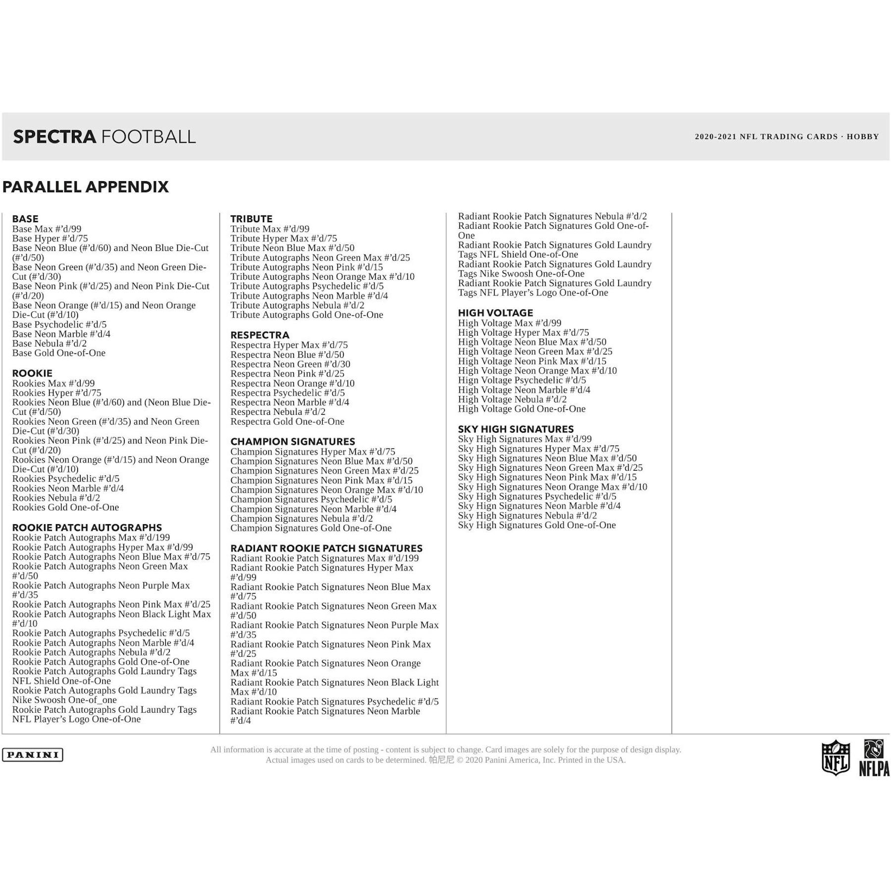 2020 Panini Spectra Football Hobby Box Da Card World
