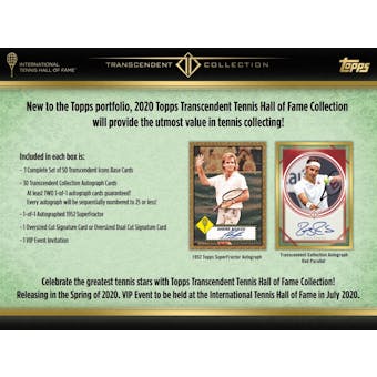 2020 Topps Transcendent Tennis Hall of Fame Collection Hobby Case