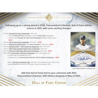 2021 Topps Transcendent Collection Hall of Fame Edition Baseball Hobby Case