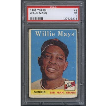 1958 Topps Baseball #5 Willie Mays PSA 1 (PR) *9272