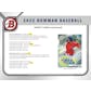 2022 Bowman Baseball Jumbo Value Pack (19 Cards) (Lot of 12)
