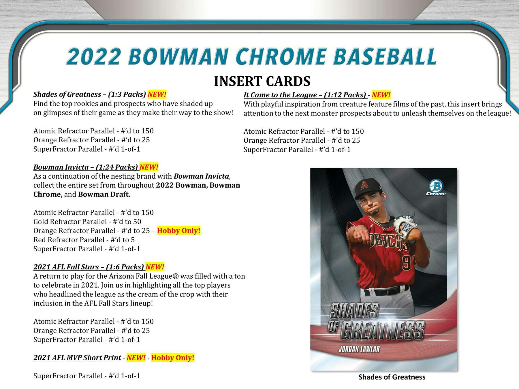 2022 Bowman Chrome Baseball Hobby Box DA Card World