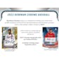 2022 Bowman Chrome Baseball HTA Choice 12-Box Case (Presell)