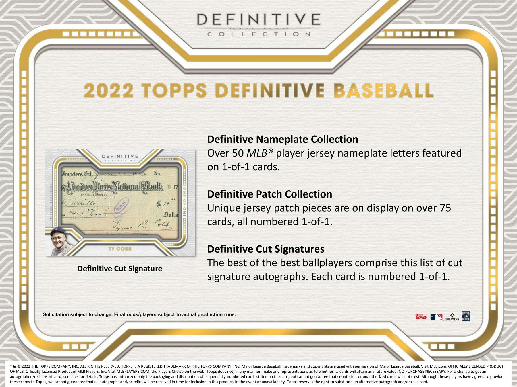 2022 Topps Definitive Collection Baseball Hobby Box DA Card World
