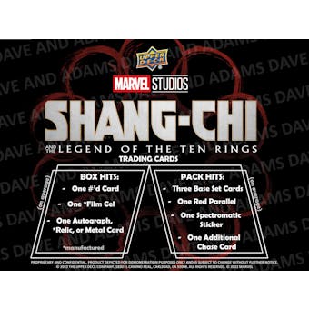 Marvel Studios Shang-Chi and the Legend of the Ten Rings Hobby 12-Box Case (Upper Deck 2023) (Presell)