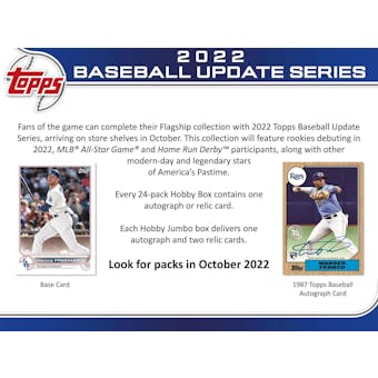 2022 Topps Update Series Baseball Hobby Jumbo Box (Presell)