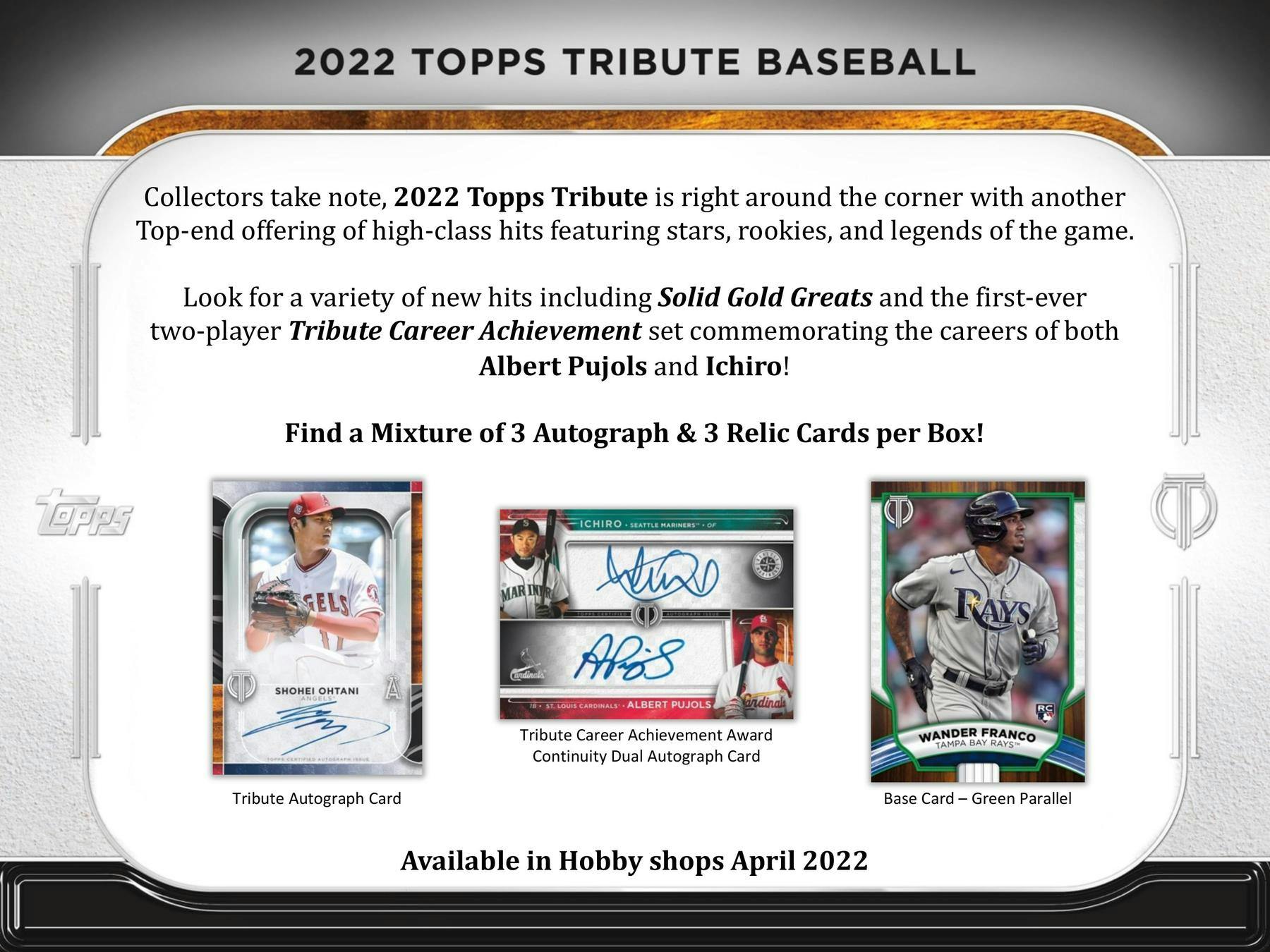 2022 Topps Tribute Baseball Hobby Box DA Card World