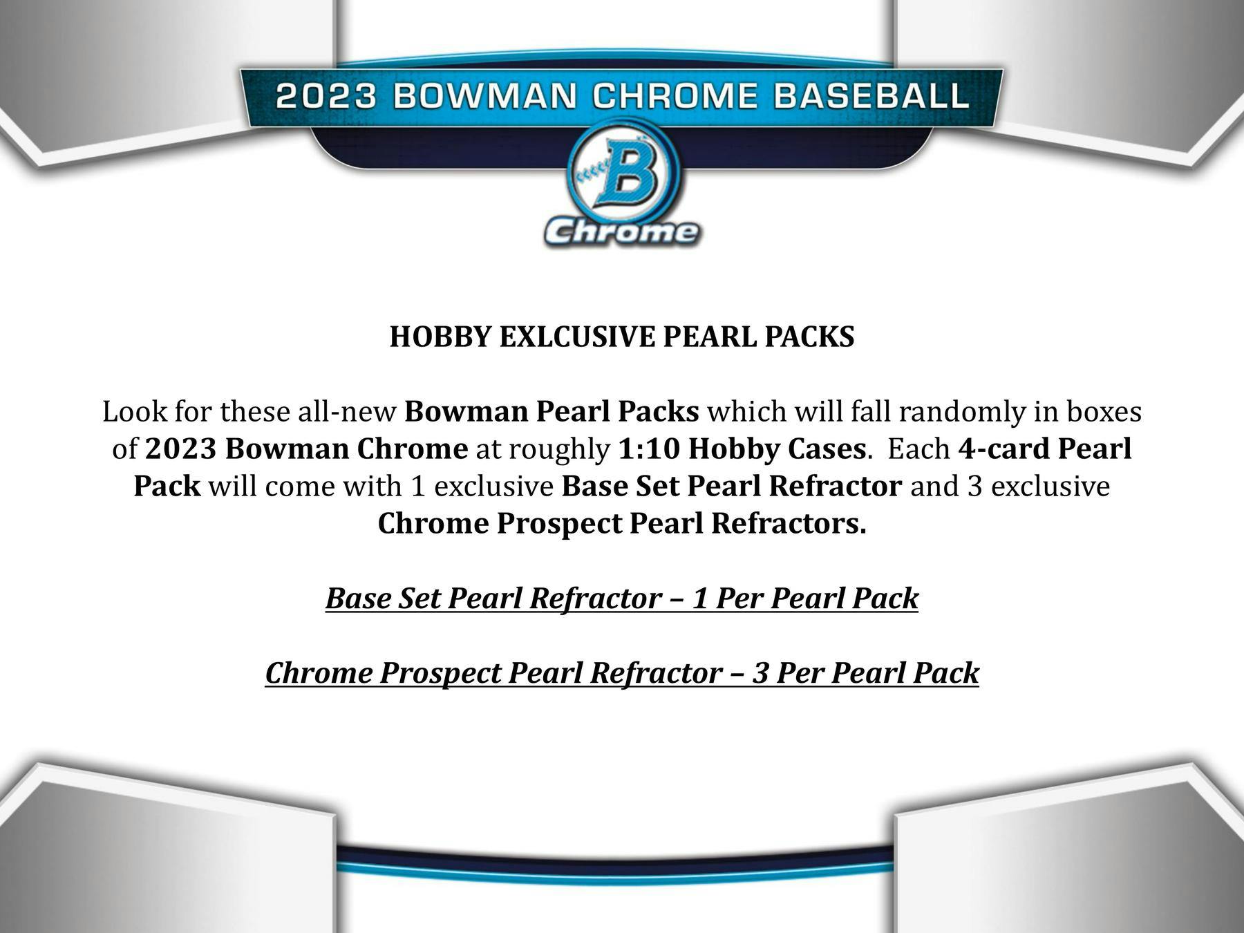 2023 Bowman Chrome Case came a couple days early. Opened six Hobby Boxes so  far. Quality control is about what you'd expect with one egregious card so  far (pictured along with a