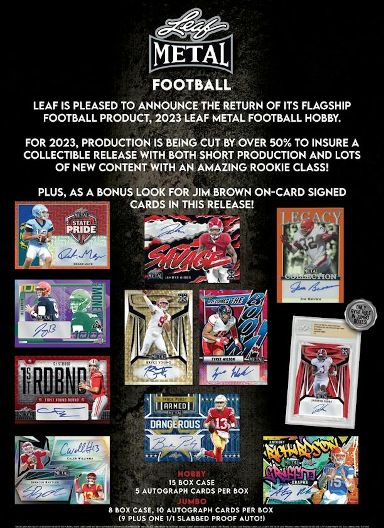 2023 Leaf Metal Football Hobby Jumbo 8Box Case DA Card World