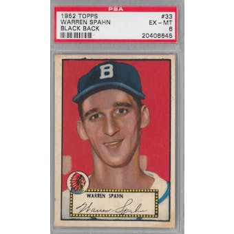 1952 Topps Baseball Warren Spahn PSA 6 (EX-MT) *6645