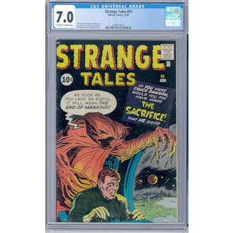 Strange Tales #91 CGC 7.0 (OW-W) *2068132017*
