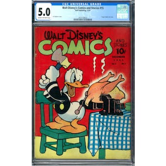 Walt Disney's Comics and Stories #15 CGC 5.0 (C-OW) *2073128023*