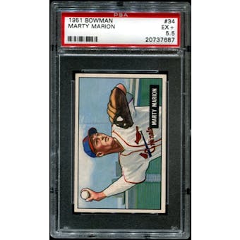 1951 Bowman Baseball #34 Marty Marion PSA 5.5 (EX+) *7687