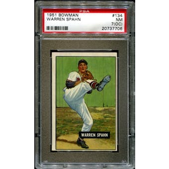 1951 Bowman Baseball #134 Warren Spahn PSA 7 (NM) (OC) *7706