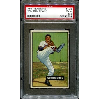 1951 Bowman Baseball #134 Warren Spahn PSA 5.5 (EX+) *7708